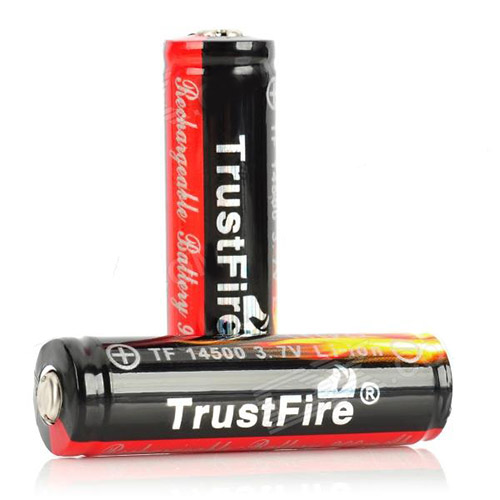 TrustFire TF 14500 900mAh 3.7V rechargeable battery with button top and PCB